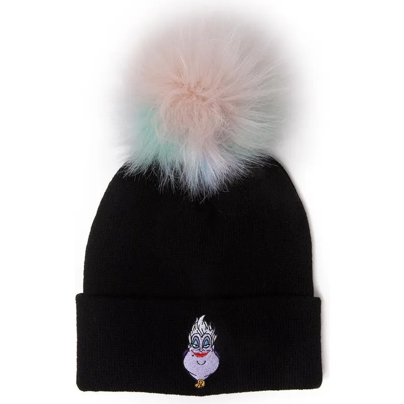 schwarze-mutze-mit-bommel-ursula-arielle-die-meerjungfrau-disney-von-difuzed