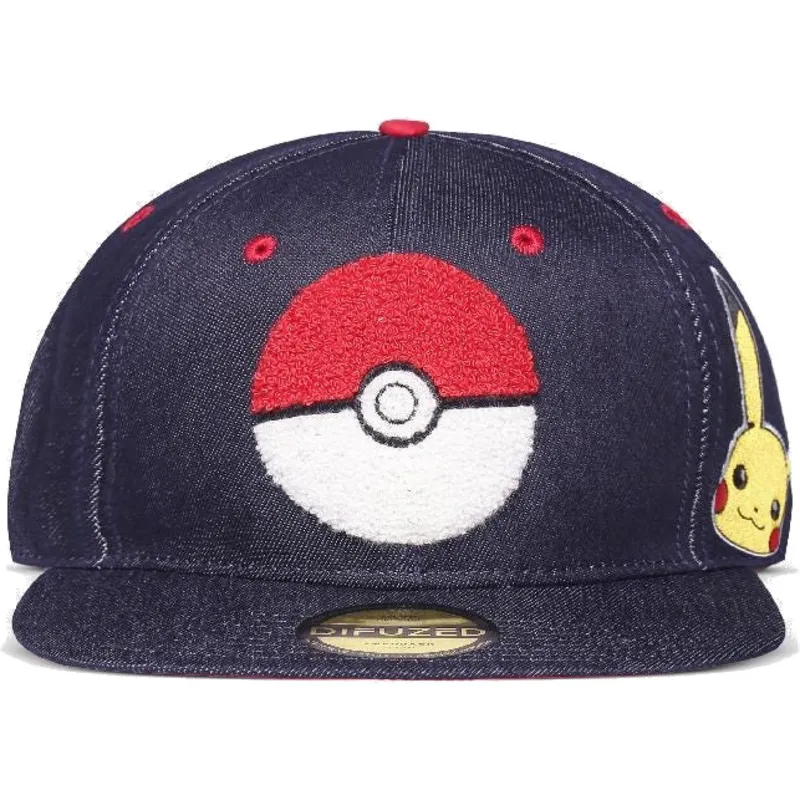blaue-jeans-flatcap-snapback-poke-ball-pikachu-pokemon-von-difuzed blaue-jeans-flatcap-snapback-poke-ball-pikachu-pokemon-von-difuzed