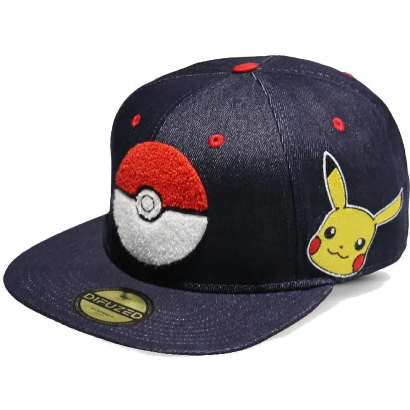 blaue-jeans-flatcap-snapback-poke-ball-pikachu-pokemon-von-difuzed blaue-jeans-flatcap-snapback-poke-ball-pikachu-pokemon-von-difuzed