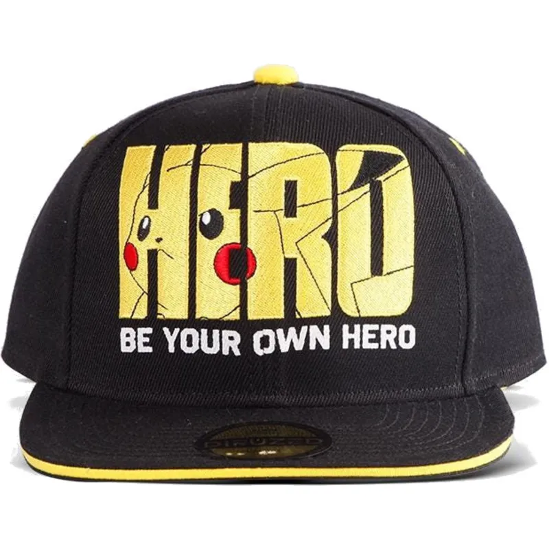 schwarze-flache-snapback-kappe-pikachu-be-your-own-hero-olympics-pokemon-von-difuzed schwarze-flache-snapback-kappe-pikachu-be-your-own-hero-olympics-pokemon-von-difuzed