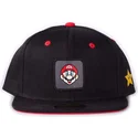casquette-plate-noire-snapback-mario-badge-super-mario-bros-difuzed