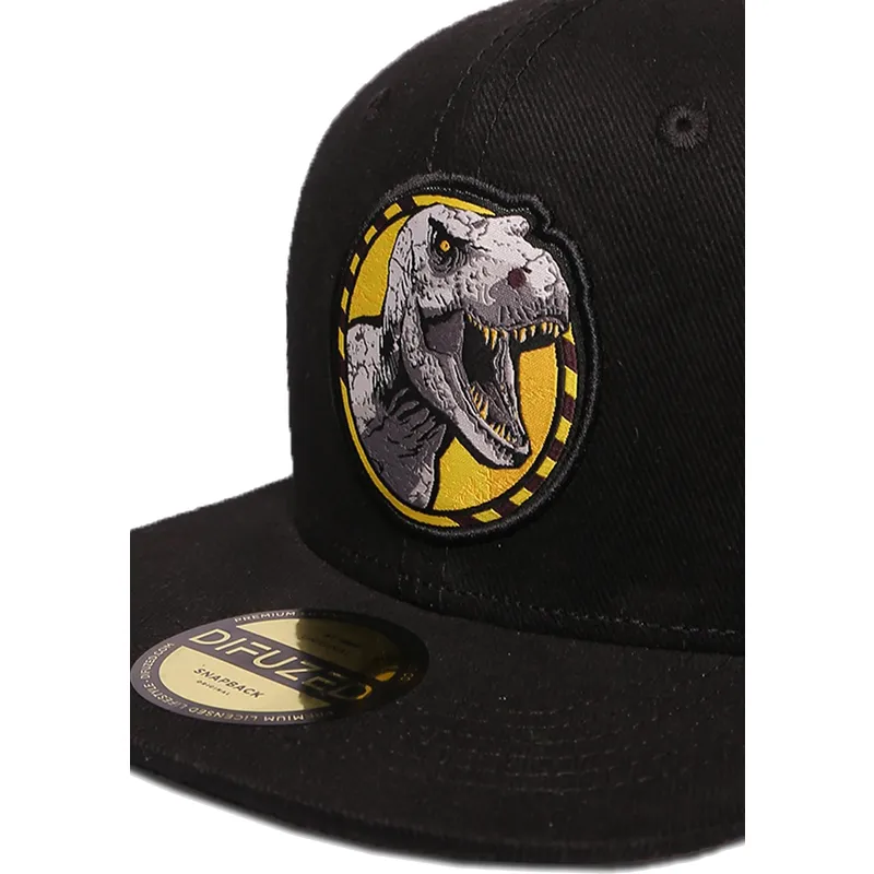 schwarze-flache-snapback-kappe-t-rex-dinosaurier-jurassic-park-von-difuzed schwarze-flache-snapback-kappe-t-rex-dinosaurier-jurassic-park-von-difuzed