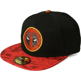 Difuzed Flat Brim Deadpool Graffiti Marvel Comics Black and Red Snapback Cap