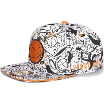 Difuzed Flat Brim Space Jam Looney Tunes White Snapback Cap