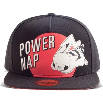 Difuzed Flat Brim Pikachu Power Nap Pokémon Black Snapback Cap