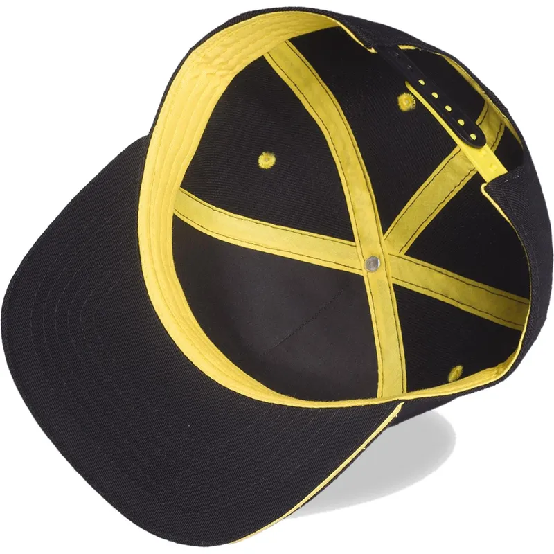 schwarze-und-gelbe-snapback-flatcap-pikachu-angry-pokemon-von-difuzed schwarze-und-gelbe-snapback-flatcap-pikachu-angry-pokemon-von-difuzed