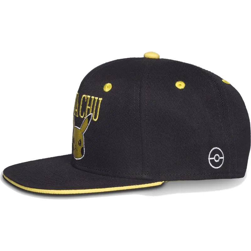 schwarze-und-gelbe-snapback-flatcap-pikachu-angry-pokemon-von-difuzed schwarze-und-gelbe-snapback-flatcap-pikachu-angry-pokemon-von-difuzed