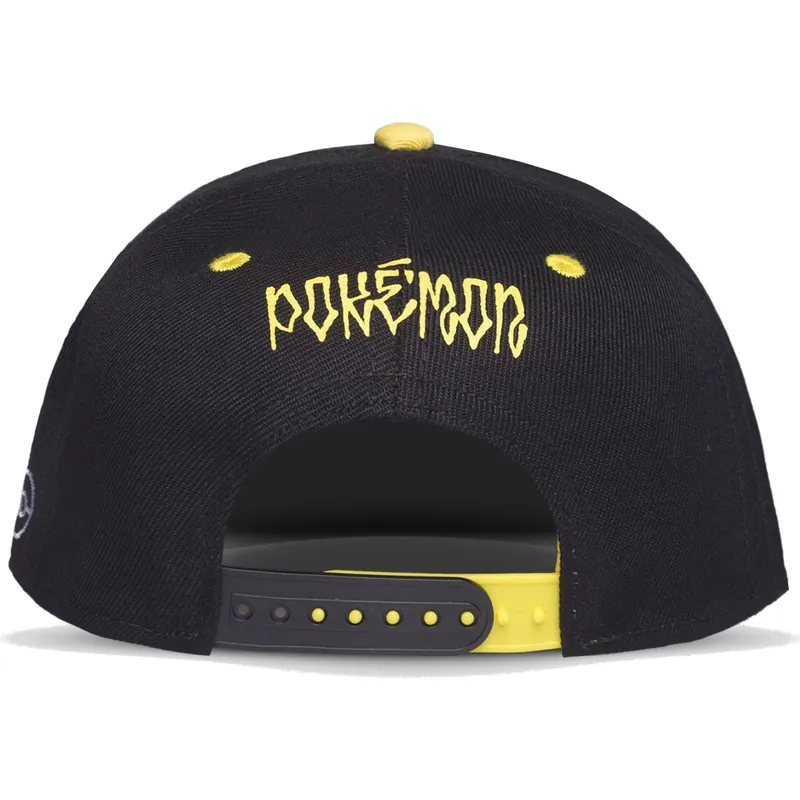 schwarze-und-gelbe-snapback-flatcap-pikachu-angry-pokemon-von-difuzed schwarze-und-gelbe-snapback-flatcap-pikachu-angry-pokemon-von-difuzed