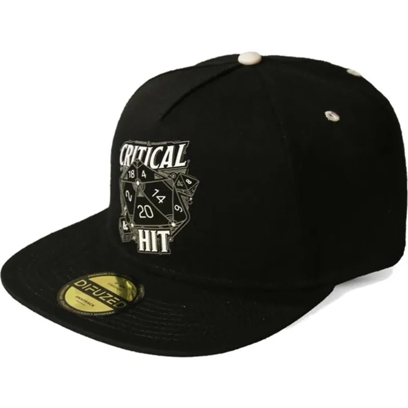 schwarze-flache-snapback-kappe-critical-hit-dice-dungeons-dragons-von-difuzed schwarze-flache-snapback-kappe-critical-hit-dice-dungeons-dragons-von-difuzed
