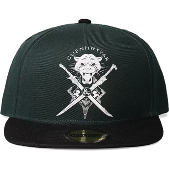 Difuzed Flat Brim Guenhwyvar Drizzt Dungeons & Dragons Green and Black Snapback Cap