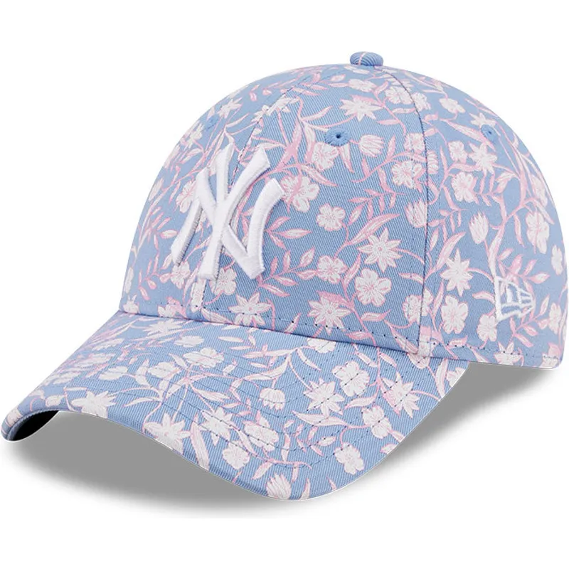 mutzen-gebogen-blau-verstellbares-band-rosa-9forty-floral-der-new-york-yankees-mlb-von-new-era