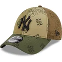 mutzen-gebogen-grun-verstellbares-band-9forty-paisley-print-der-new-york-yankees-mlb-von-new-era