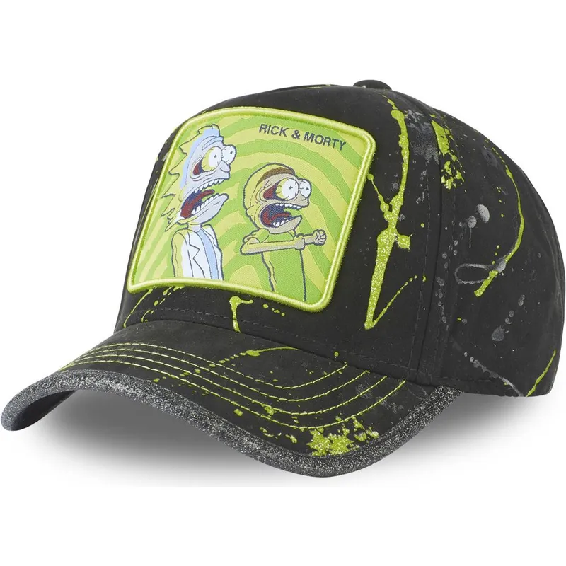 schwarze-und-grune-verstellbare-curved-cap-tag-ric-rick-und-morty-von-capslab schwarze-und-grune-verstellbare-curved-cap-tag-ric-rick-und-morty-von-capslab
