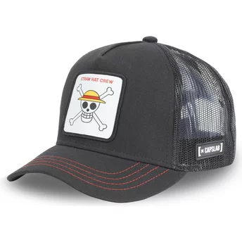 Capslab Straw Hat Pirates SKU2 One Piece Black Trucker Hat