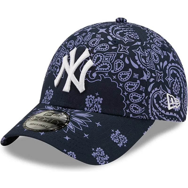 mutzen-gebogen-marineblau-verstellbares-band-9forty-paisley-print-der-new-york-yankees-mlb-von-new-era