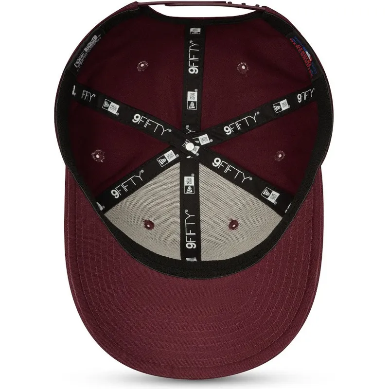 mutzen-gebogen-rot-snapback-granate-granate-9fifty-stretch-snap-der-new-york-yankees-mlb-von-new-era