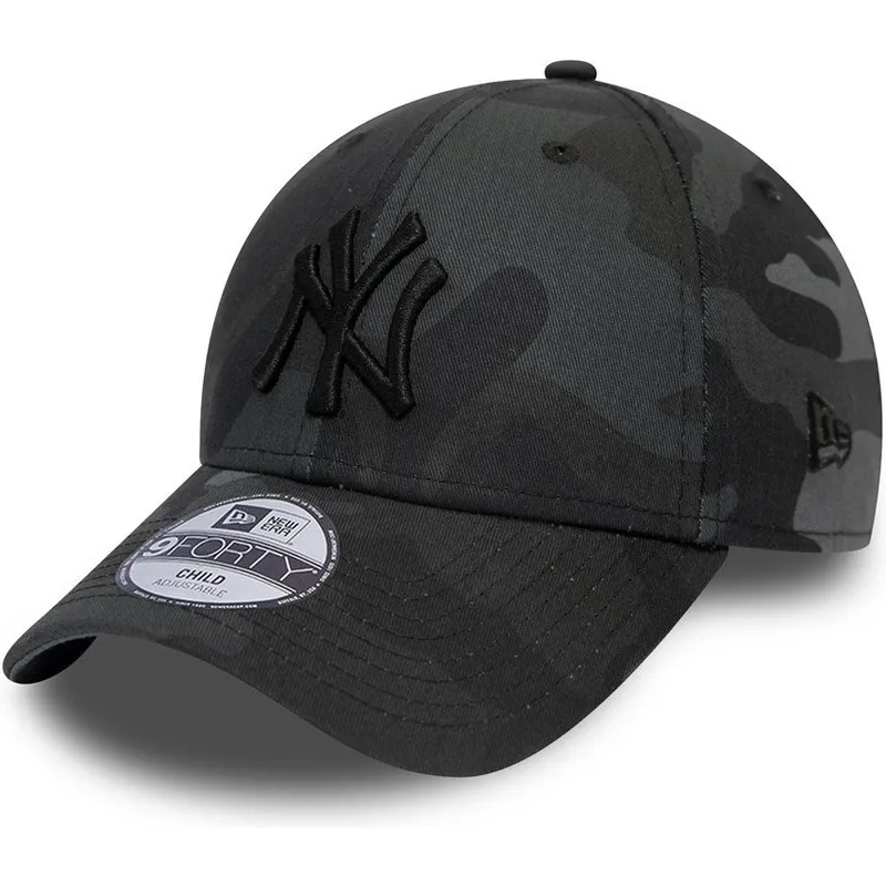 gebogene-kappe-schwarzes-camouflage-verstellbar-fur-kinder-mit-schwarzem-logo-9forty-league-essential-von-new-york-yankees-mlb-v