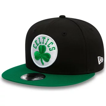 New Era Flat Brim 9FIFTY Boston Celtics NBA Black and Green Snapback Cap