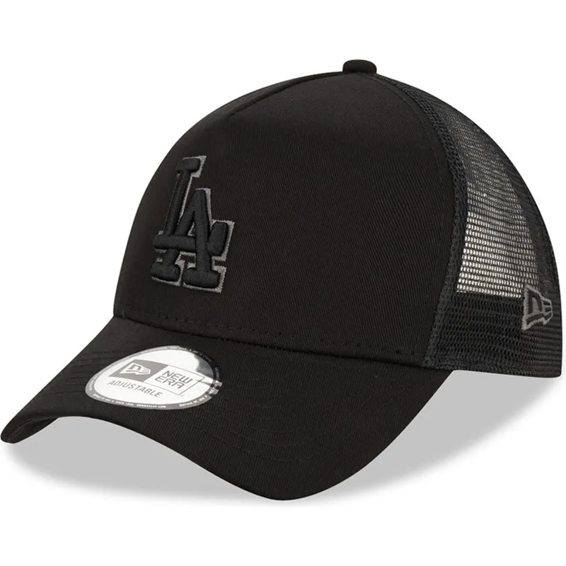 schwarze-trucker-kappe-mit-schwarzem-logo-9forty-a-frame-der-los-angeles-dodgers-mlb-von-new-era