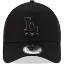 schwarze-trucker-kappe-mit-schwarzem-logo-9forty-a-frame-der-los-angeles-dodgers-mlb-von-new-era