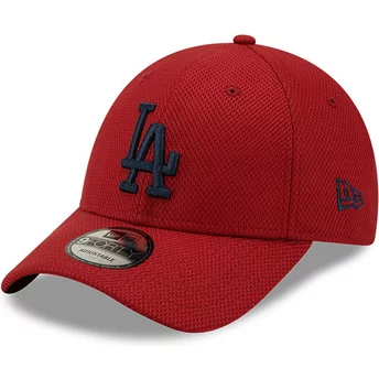 New Era Curved Brim Blue Logo 9FORTY Diamond Era Los Angeles Dodgers MLB Red Adjustable Cap