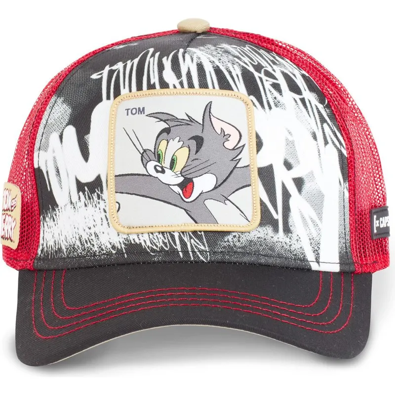 schwarze-und-rote-trucker-kappe-tom-tom2-looney-tunes-von-capslab