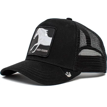 schwarze-trucker-kappe-pferd-high-rider-ride-high-the-farm-von-goorin-bros