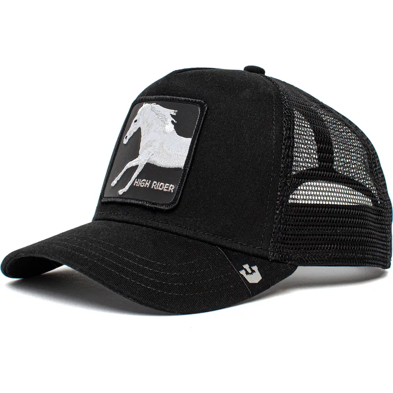 schwarze-trucker-kappe-pferd-high-rider-ride-high-the-farm-von-goorin-bros