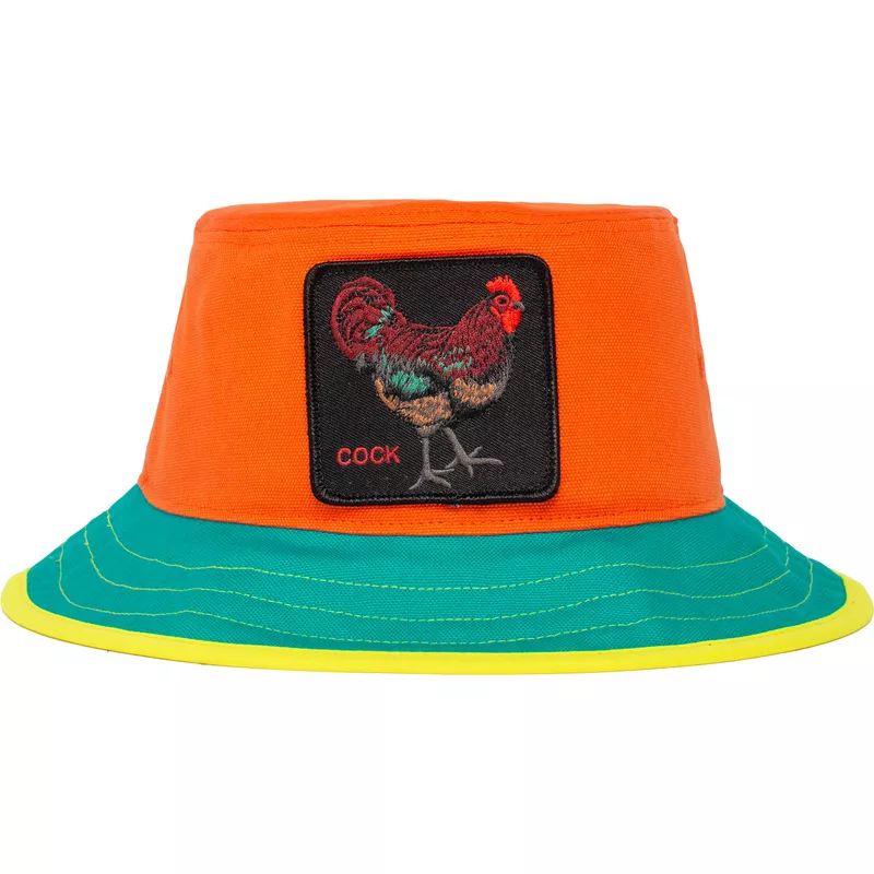 chapeau-seau-orange-bleu-et-jaune-coq-cock-gallo-de-la-playa-the-farm-goorin-bros