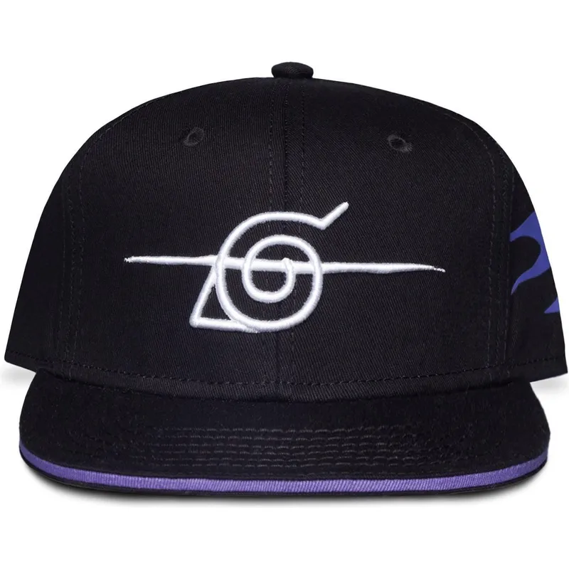 schwarze-flache-snapback-kappe-konoha-naruto-von-difuzed schwarze-flache-snapback-kappe-konoha-naruto-von-difuzed