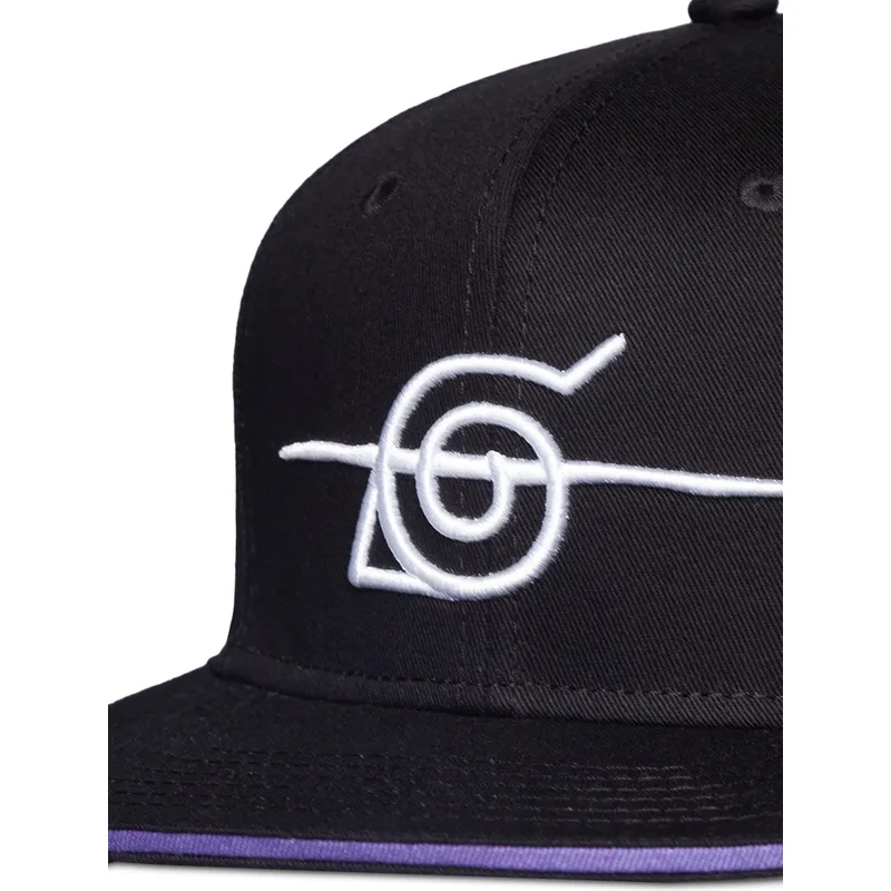 schwarze-flache-snapback-kappe-konoha-naruto-von-difuzed schwarze-flache-snapback-kappe-konoha-naruto-von-difuzed
