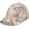 casquette-courbee-rose-ajustable-9forty-floral-los-angeles-dodgers-mlb-new-era