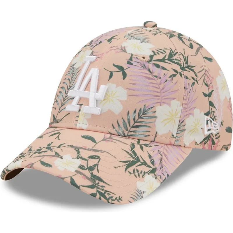 mutzen-gebogen-rosa-verstellbares-band-9forty-floral-der-los-angeles-dodgers-mlb-von-new-era
