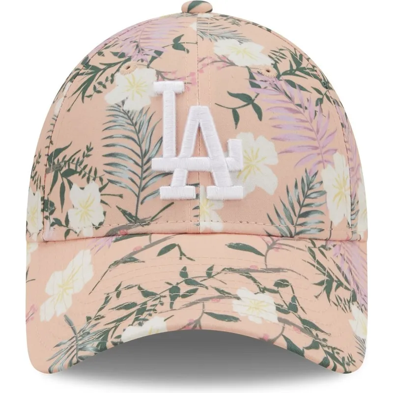 mutzen-gebogen-rosa-verstellbares-band-9forty-floral-der-los-angeles-dodgers-mlb-von-new-era