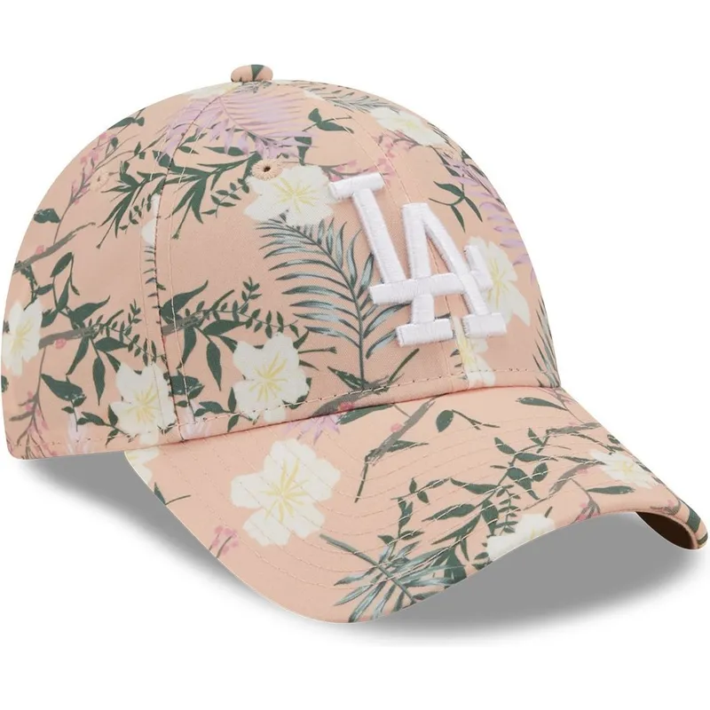 mutzen-gebogen-rosa-verstellbares-band-9forty-floral-der-los-angeles-dodgers-mlb-von-new-era