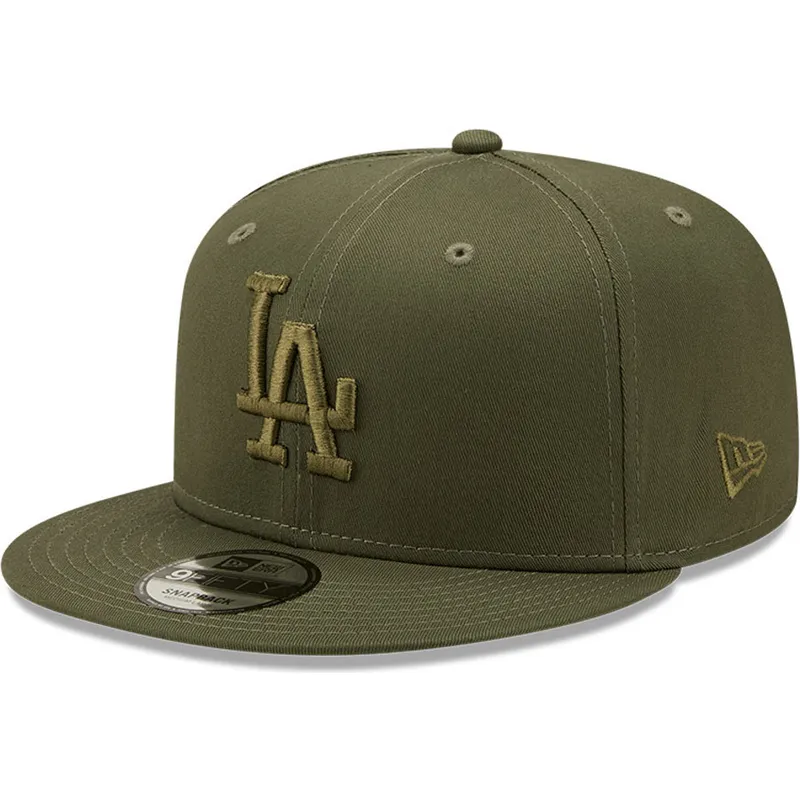 mutzen-flach-grun-snapback-9fifty-league-essential-der-los-angeles-dodgers-mlb-von-new-era