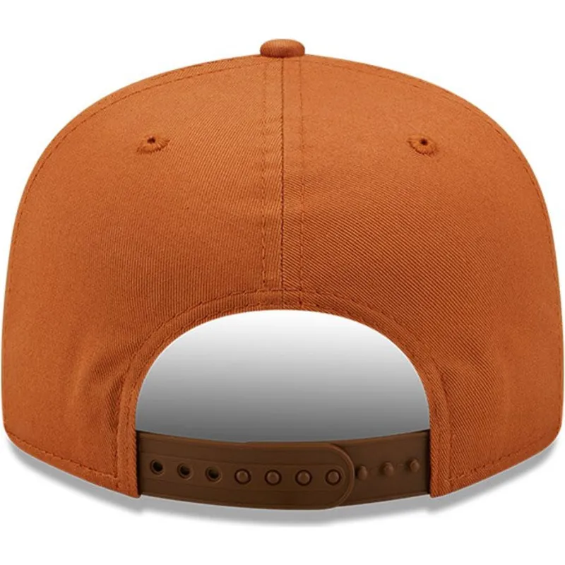 mutzen-flach-braun-snapback-marron-9fifty-league-essential-der-los-angeles-dodgers-mlb-von-new-era