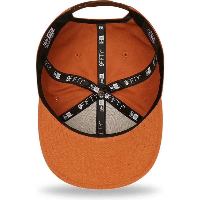 mutzen-flach-braun-snapback-marron-9fifty-league-essential-der-los-angeles-dodgers-mlb-von-new-era
