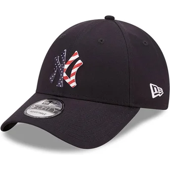 New Era Curved Brim 9FORTY Infill New York Yankees MLB Navy Blue Adjustable Cap