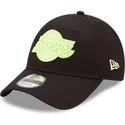 schwarze-verstellbare-curved-cap-mit-grunem-logo-9forty-neon-pack-der-los-angeles-lakers-nba-von-new-era