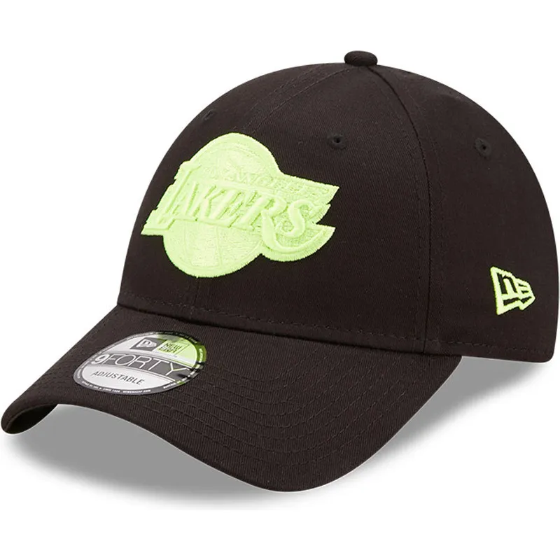 schwarze-verstellbare-curved-cap-mit-grunem-logo-9forty-neon-pack-der-los-angeles-lakers-nba-von-new-era