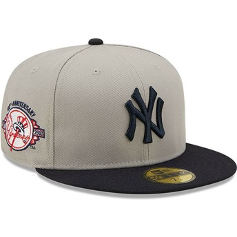 New Era Flat Brim 59FIFTY Side Patch New York Yankees MLB Grey and Navy Blue Fitted Cap