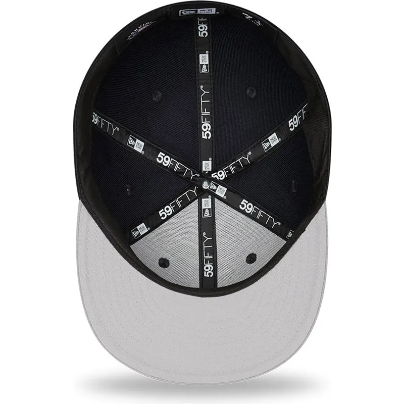 marineblaue-und-graue-anliegende-flat-cap-59fifty-seitenpatch-von-new-york-yankees-mlb-von-new-era marineblaue-und-graue-anliegende-flat-cap-59fifty-seitenpatch-von-new-york-yankees-mlb-von-new-era