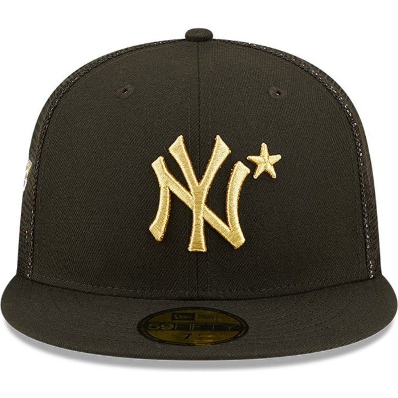 gold and black fitted cap