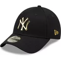 casquette-courbee-bleue-marine-snapback-9forty-foil-logo-new-york-yankees-mlb-new-era