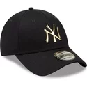 casquette-courbee-bleue-marine-snapback-9forty-foil-logo-new-york-yankees-mlb-new-era