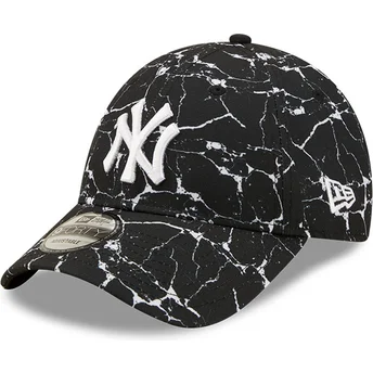 New Era Curved Brim 9FORTY Marble New York Yankees MLB Black Adjustable Cap