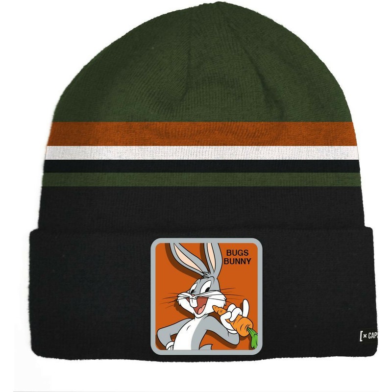 capslab-bugs-bunny-bon-bun3-looney-tunes-black-brown-and-green-beanie