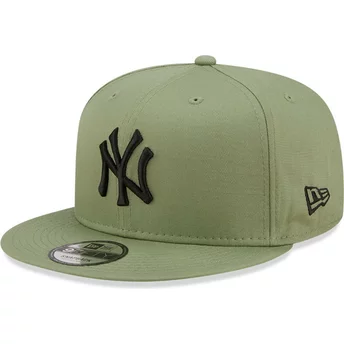 Casquette plate verte snapback avec logo noir 9FIFTY League Essential New York Yankees MLB New Era