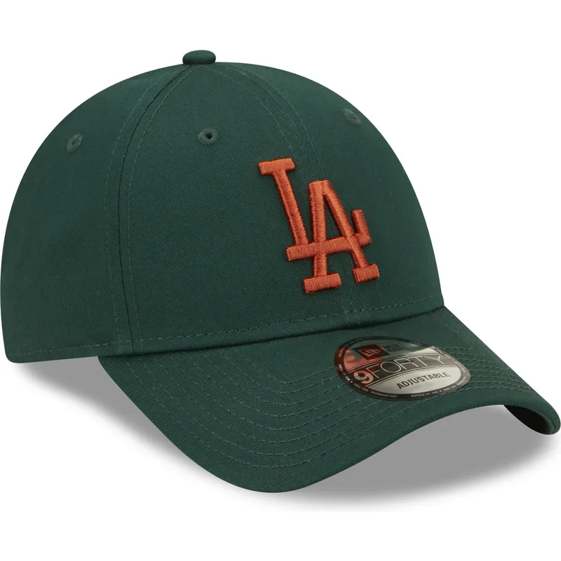mutzen-gebogen-grun-verstellbares-band-marron-9forty-league-essential-der-los-angeles-dodgers-mlb-von-new-era